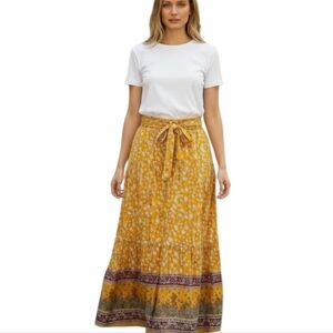 Celmia Collection Maxi Boho Skirt Women 5XL (14-16US) Paisley Floral Print Hippy